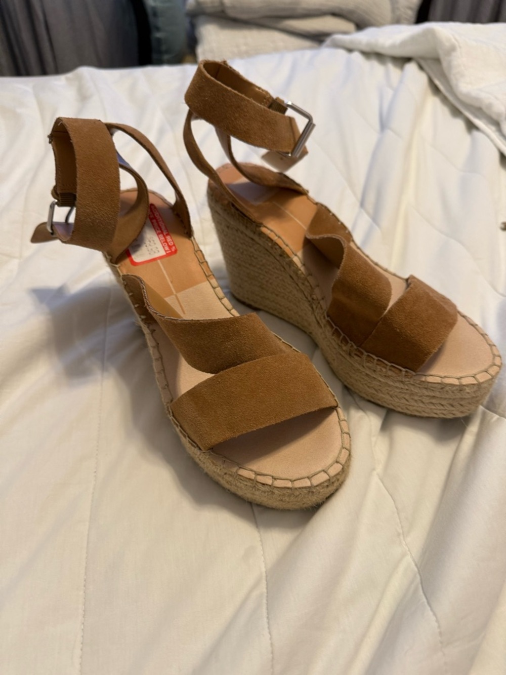 Dolce Vita Tan Suede Wedge Espadrille Sandals
